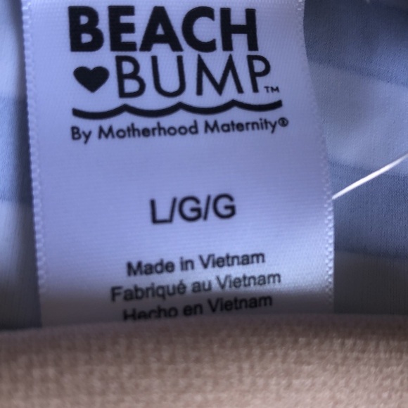 Motherhood Maternity Beach Bump black white stripe one piece swimsuit Large New - Picture 2 of 13